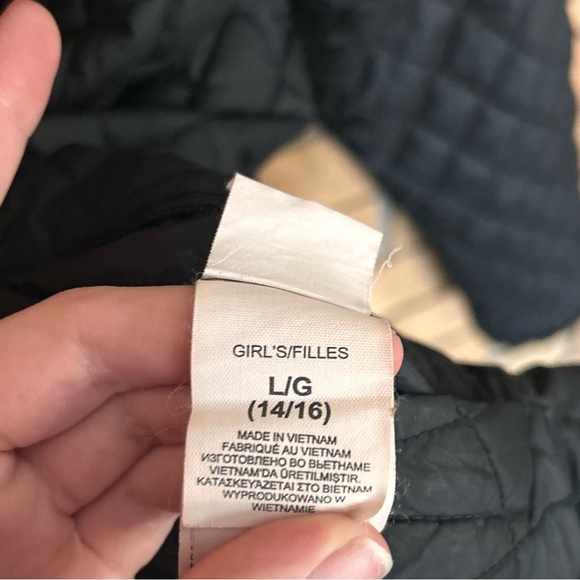 North Face Reversible Quilted Coat Full Zip Black Fleece Jacket Girls L (14-16) - Picture 6 of 9